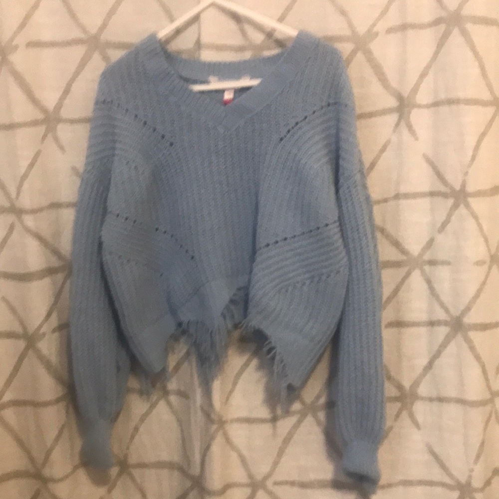 No Boundaries: medium light blue cropped sweater